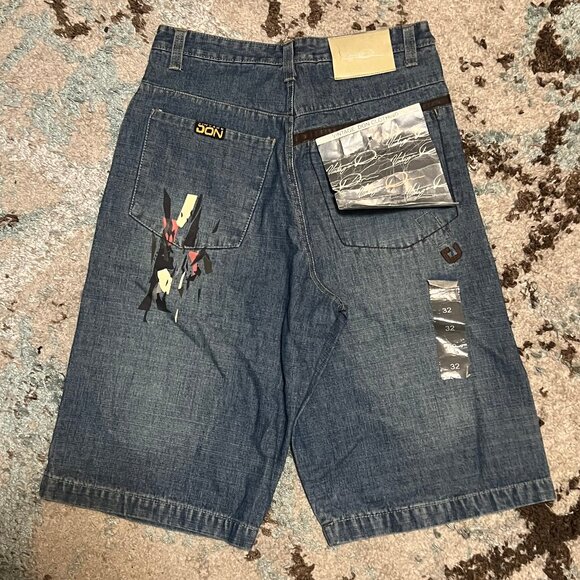 NWT Vintage Don Abstract Baggy Jean Shorts Size 30 Y2K - Picture 2 of 8